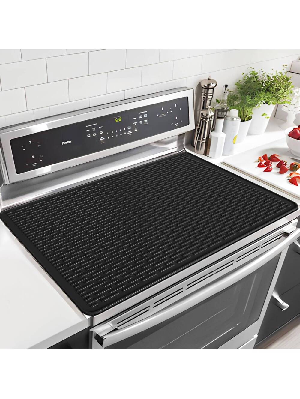 Thick Silicone Electric Stove Cover Mat - 29.9"x20.9", Black